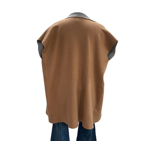 Bobeau Camel Gray Open Front Vest 1X Knit Oversized Lightweight Layering Casual - Picture 6 of 9